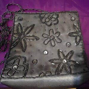 VINTAGE GUNMETAL GREY EVENING PURSE